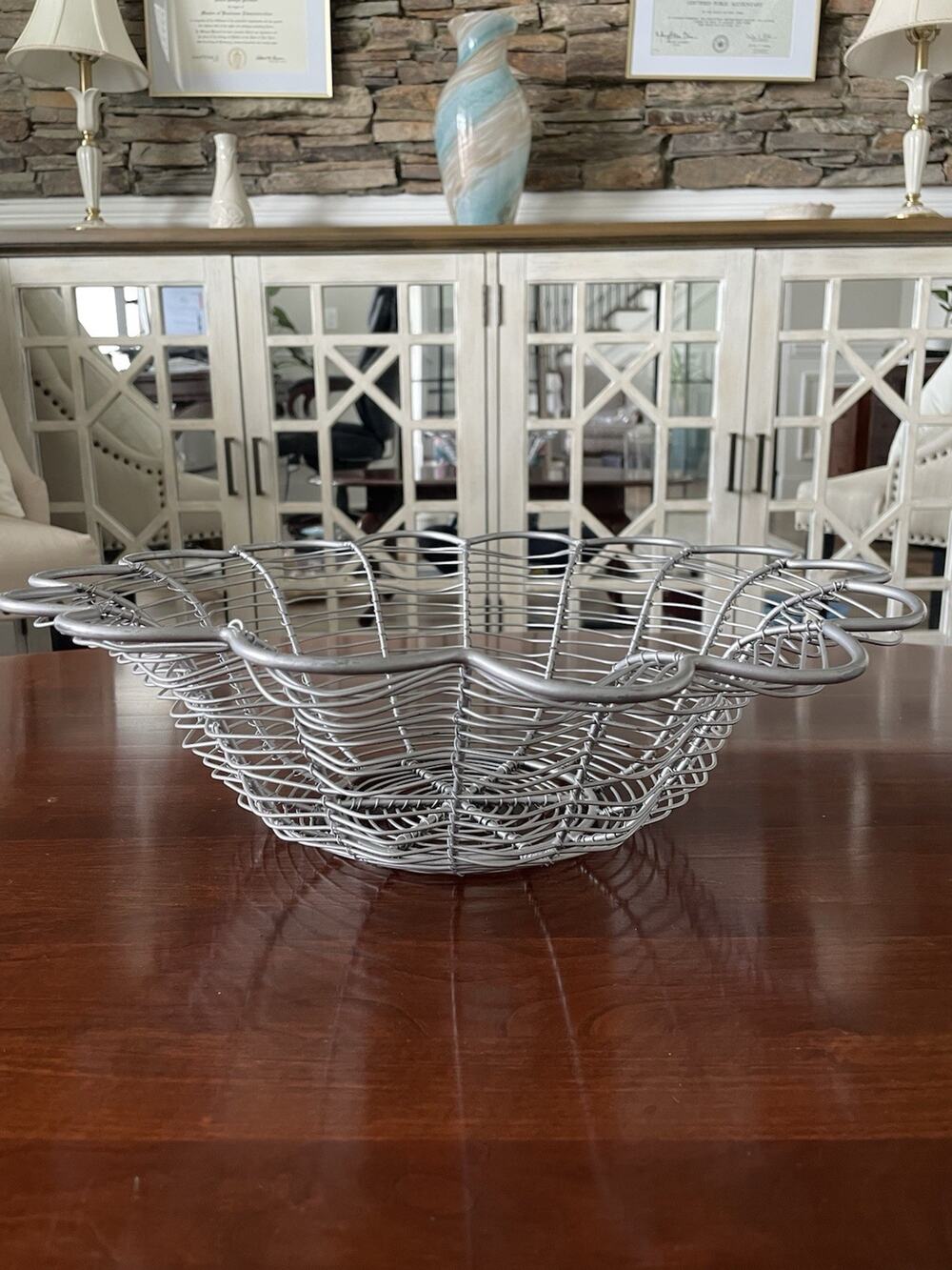 Crate and Barrel Flower Shaped Wire Bread Basket